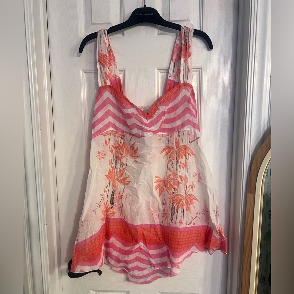 NWT Surf style Pink and Orange Floral Sleeveless Top Size Large 🌺 🌴